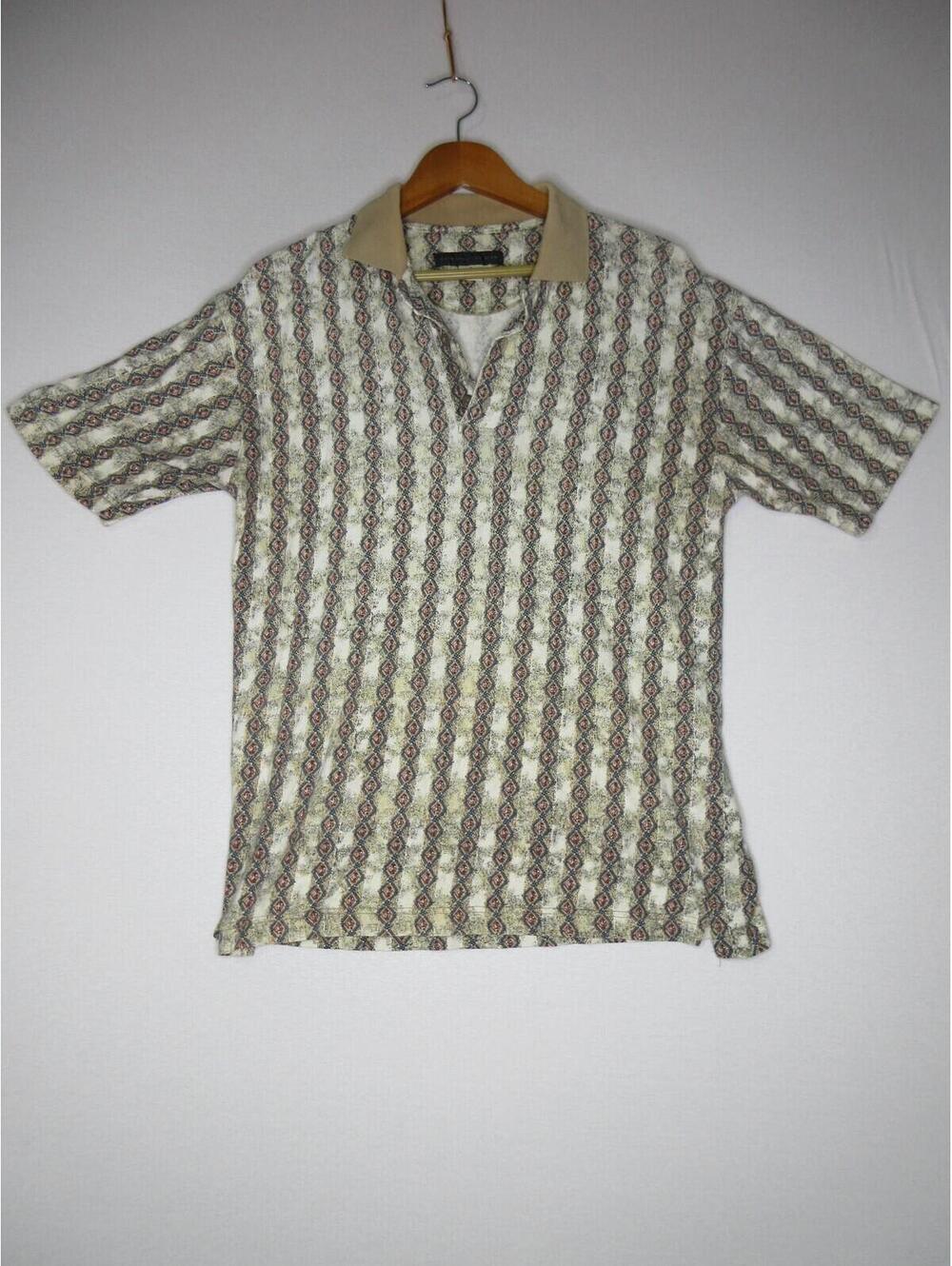Metropolitan View Mens Geometric V-Neck Polo Shirt Short Sleeve Collared Size S